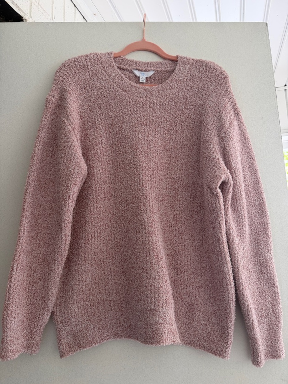 Time and Tru Plush Crewneck Sweater - Dusty Rose